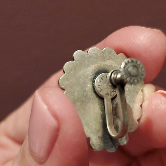 Vintage Taxco Black Onyx Brooche and Earrings! , Sterling Silver, Stamped 925! - Picture 11 of 13